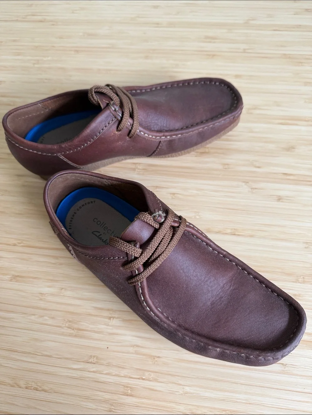 Clarks Men’s Brown Leather Boat Shoes with Blue Insole